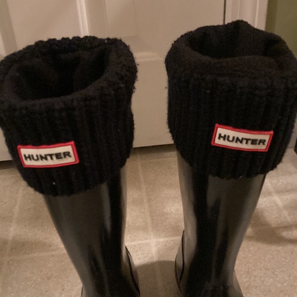 Hunter boots black with Hunter socks mint condition - Picture 8 of 10